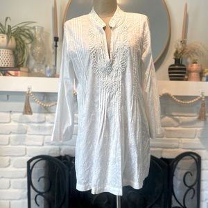 Lilly Pulitzer white embroidered beaded beach cover-up tunic size M